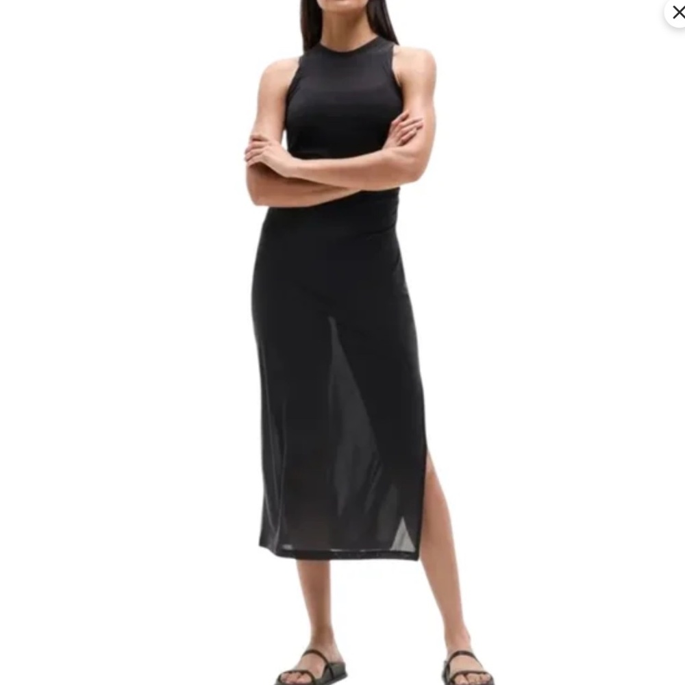 NWT! Athleta Mesh Tank Dress in Black - Size PL